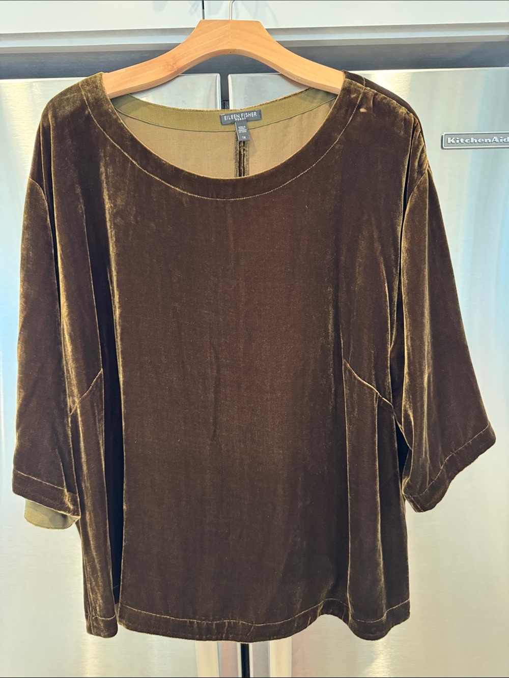 Eileen Fisher Olive Brown Velvet Scoop-Neck Tunic
1X